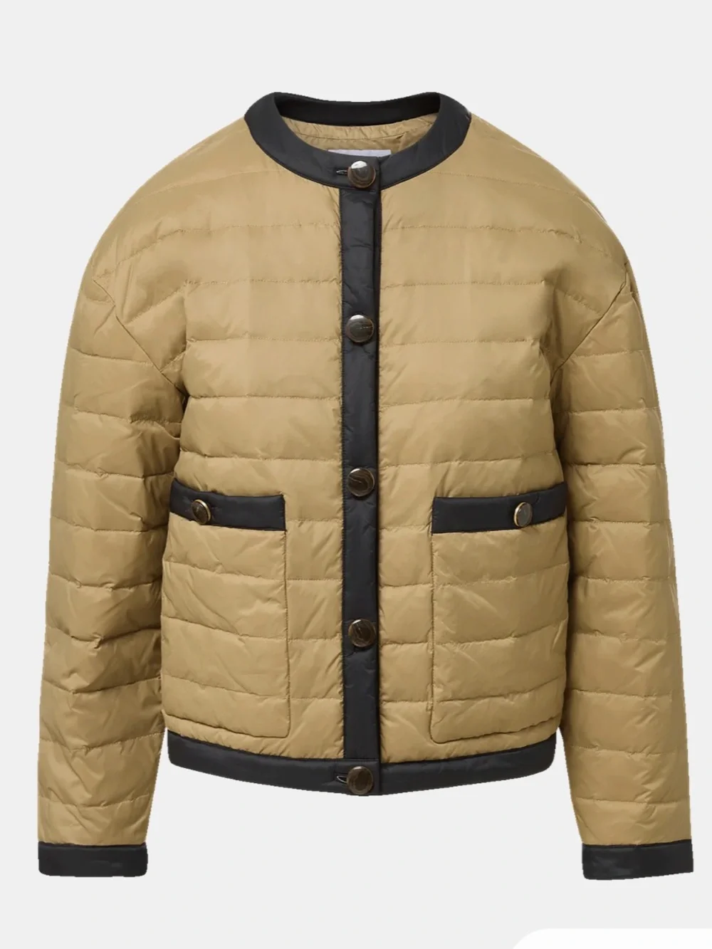Veronica Beard Pearson Puffer Dickey Jacket Beige Down Collarless, XS S M L